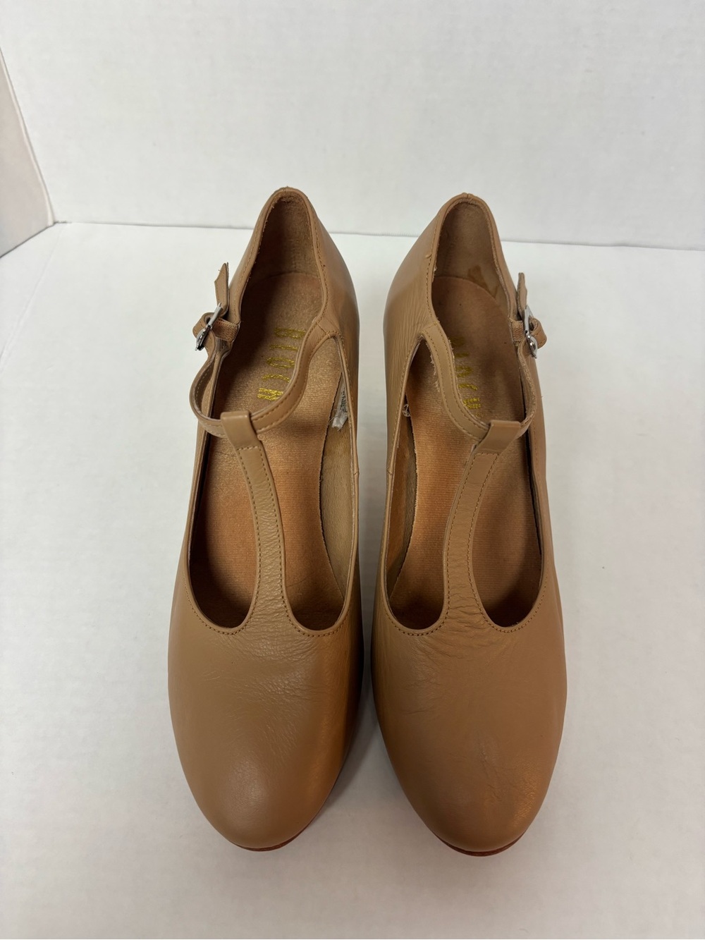 Bloch Tan T-Strap Heeled Pumps